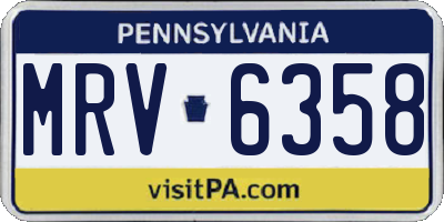 PA license plate MRV6358