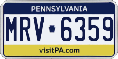 PA license plate MRV6359
