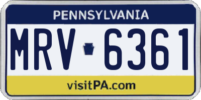 PA license plate MRV6361