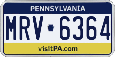 PA license plate MRV6364