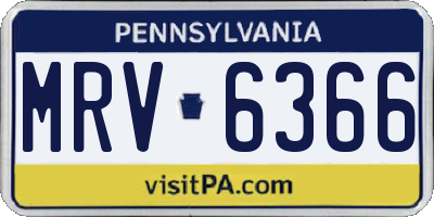 PA license plate MRV6366