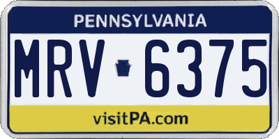 PA license plate MRV6375