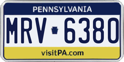 PA license plate MRV6380