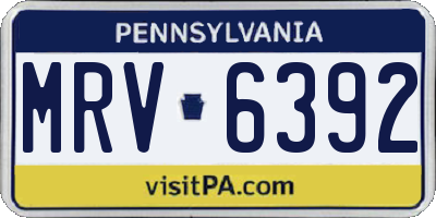 PA license plate MRV6392