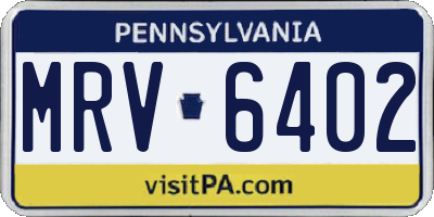 PA license plate MRV6402