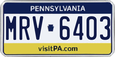 PA license plate MRV6403