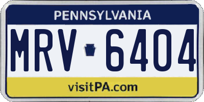 PA license plate MRV6404