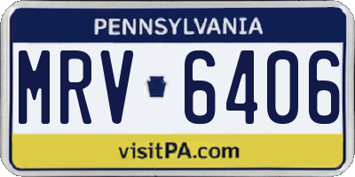 PA license plate MRV6406