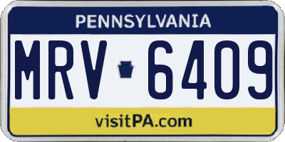 PA license plate MRV6409
