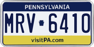 PA license plate MRV6410