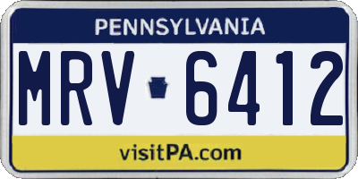 PA license plate MRV6412