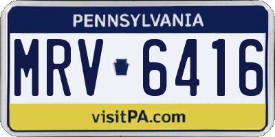 PA license plate MRV6416