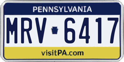 PA license plate MRV6417
