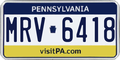 PA license plate MRV6418