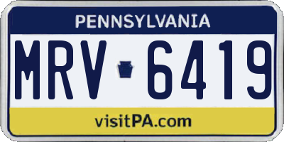 PA license plate MRV6419
