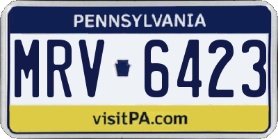 PA license plate MRV6423