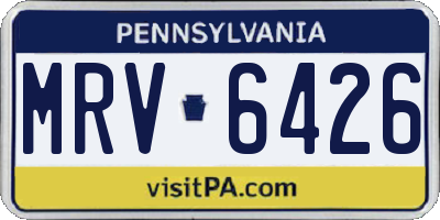 PA license plate MRV6426