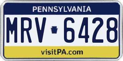 PA license plate MRV6428
