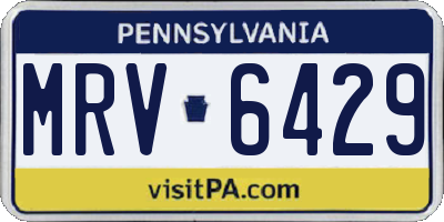 PA license plate MRV6429