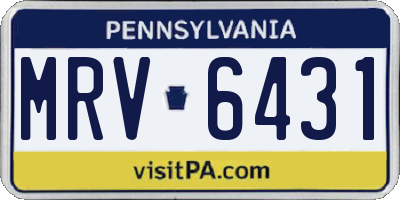 PA license plate MRV6431
