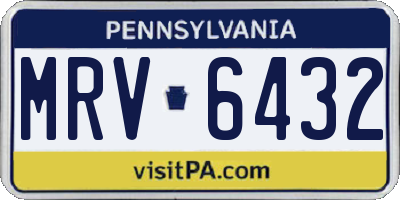 PA license plate MRV6432