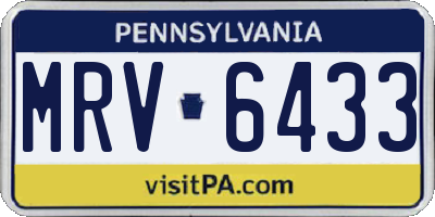 PA license plate MRV6433