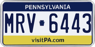 PA license plate MRV6443
