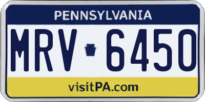 PA license plate MRV6450