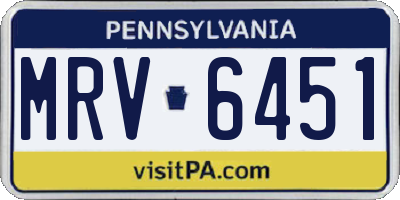 PA license plate MRV6451