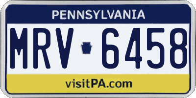 PA license plate MRV6458