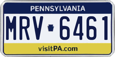 PA license plate MRV6461