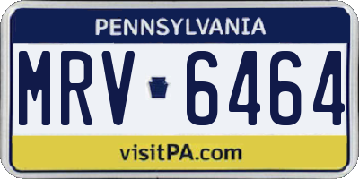 PA license plate MRV6464