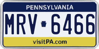 PA license plate MRV6466