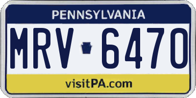 PA license plate MRV6470