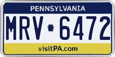 PA license plate MRV6472
