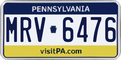PA license plate MRV6476