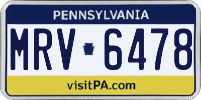 PA license plate MRV6478