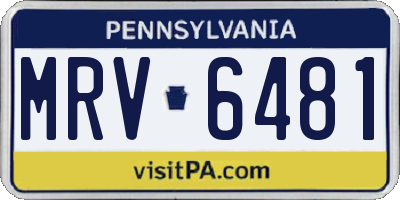PA license plate MRV6481