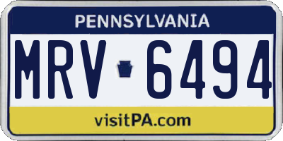 PA license plate MRV6494