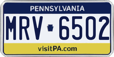 PA license plate MRV6502