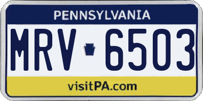 PA license plate MRV6503