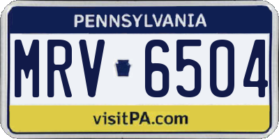 PA license plate MRV6504