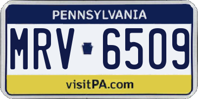 PA license plate MRV6509