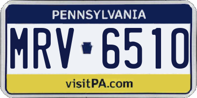 PA license plate MRV6510