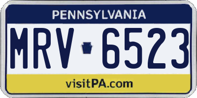 PA license plate MRV6523