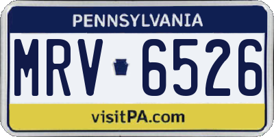 PA license plate MRV6526