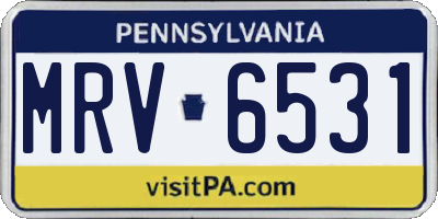 PA license plate MRV6531