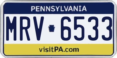 PA license plate MRV6533