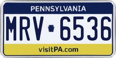 PA license plate MRV6536