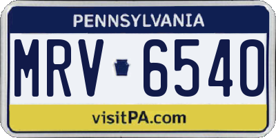 PA license plate MRV6540